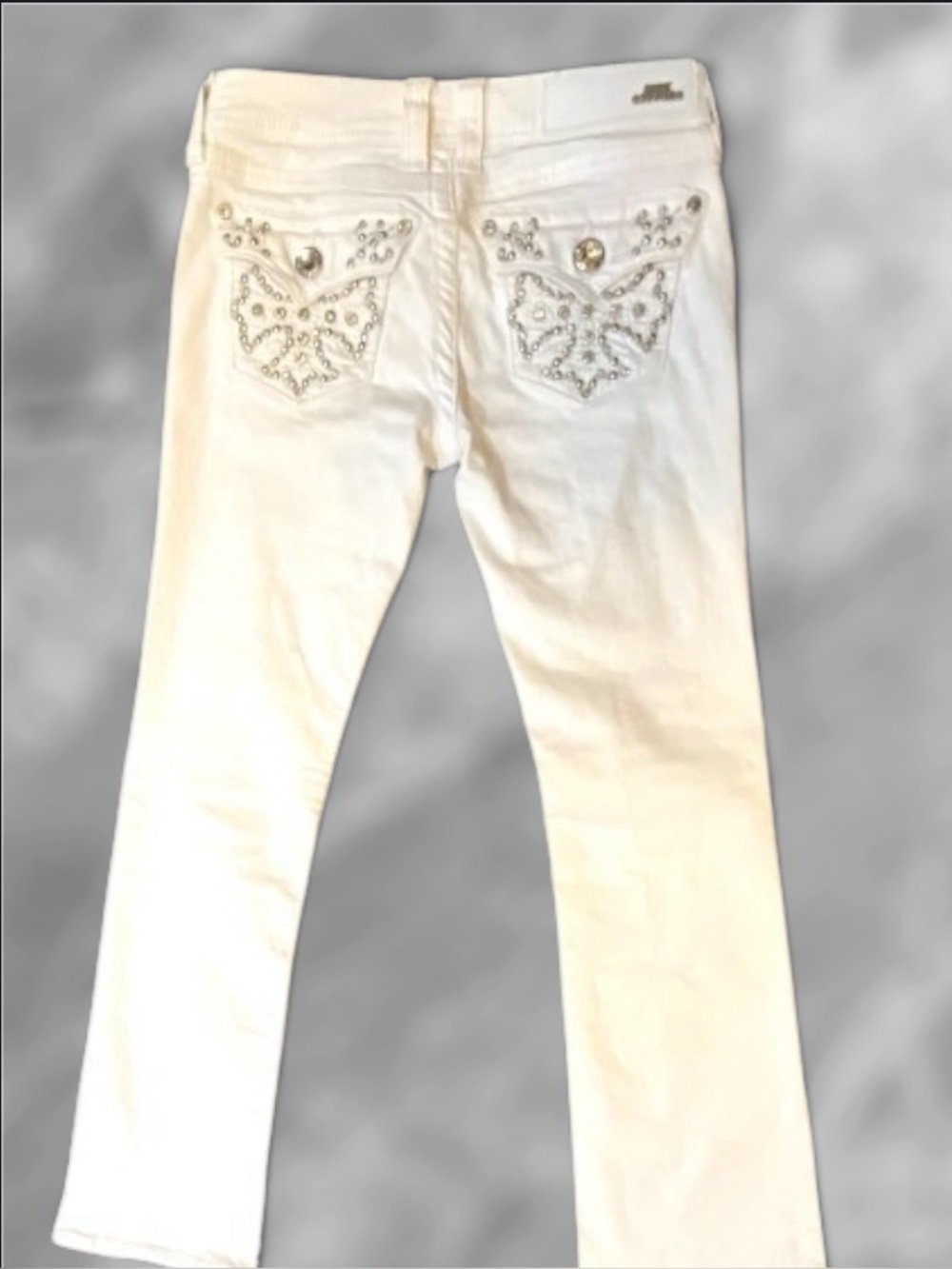 Sexy Couture White Boot Cut with Rhinestone Denim Jeans  Sz 7
